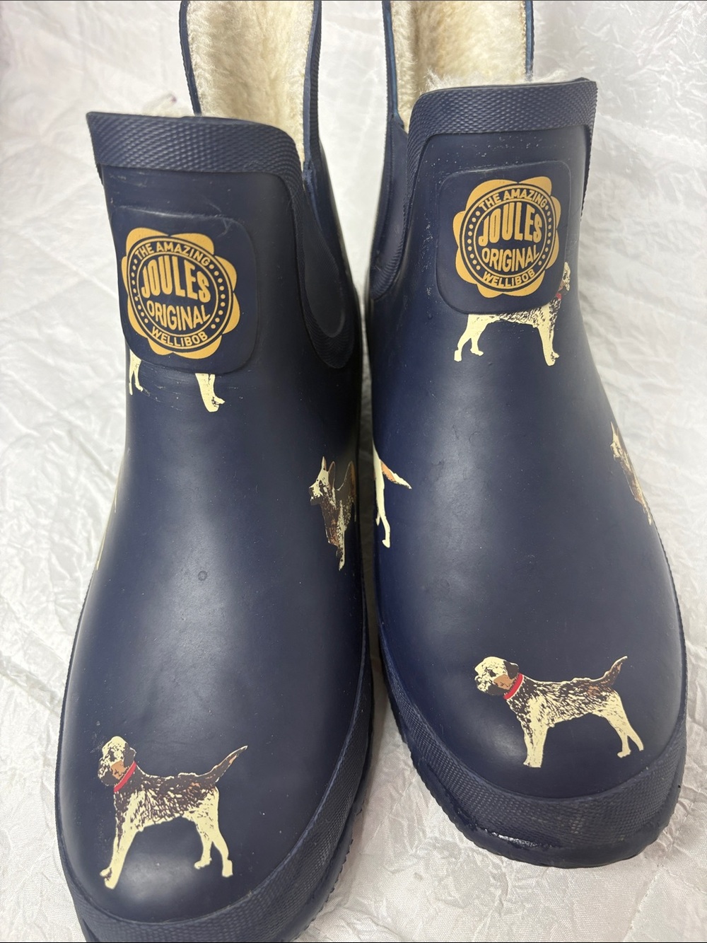 Joules Navy Dog Print Waterproof Pet Rain Boots